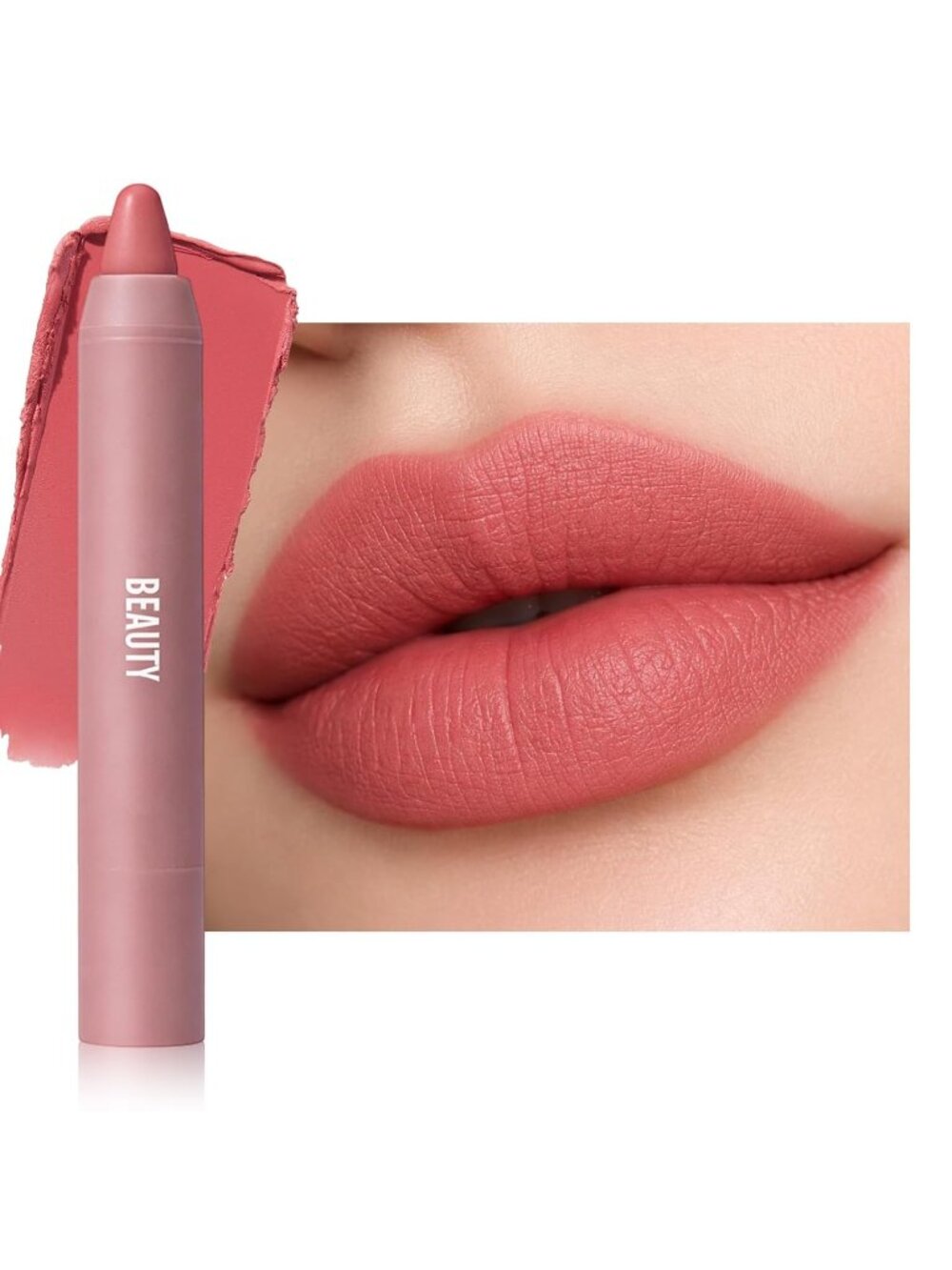 Women's E01# Soft Rosewood 24 Hour Long-lasting Rose Matte Lipstick Crayon